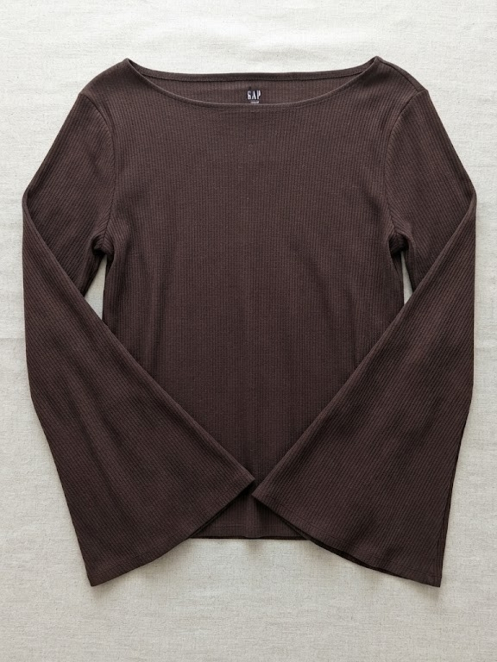 GAP Bell Sleeve Rib Knit Boatneck Top Romantic Basic Clean Girl Aesthetic
